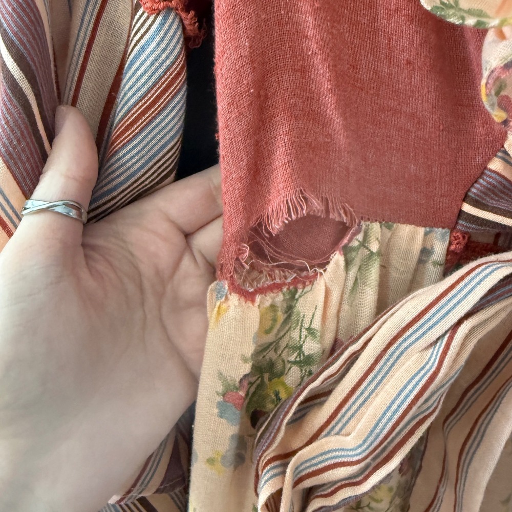 Vintage Oops California 70s Patchwork Floral Stri… - image 2